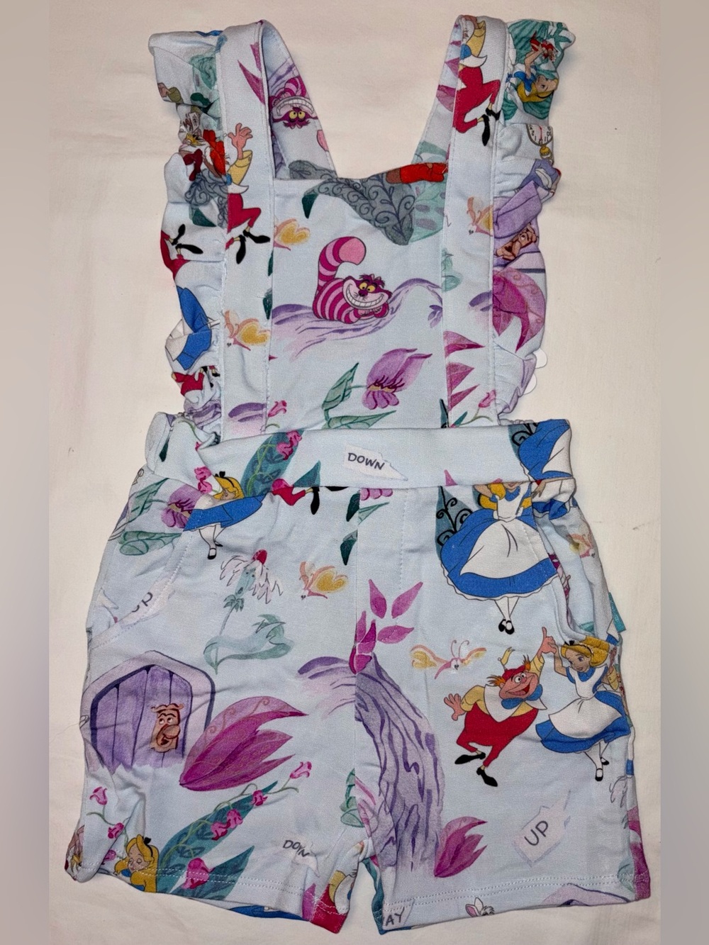 Posh Peanut X Disney Alice Adventure in Wonderland short overalls sz 18-24MO NWT